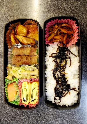 記録用☆照焼きチキンと牛肉野菜巻き弁当☆-レシピのメイン写真