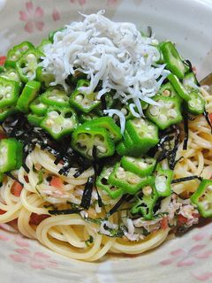 オクラとしらすのトマト冷製パスタ-レシピのメイン写真