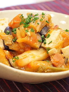 夏野菜と豆腐のキムチ炒め-レシピのメイン写真