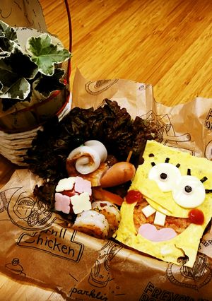 ☆キャラ弁☆スポンジボブオム弁当♪-レシピのメイン写真