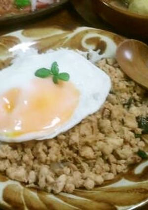 タイの定番ガッパオ(鶏のバジル炒めご飯)-レシピのメイン写真