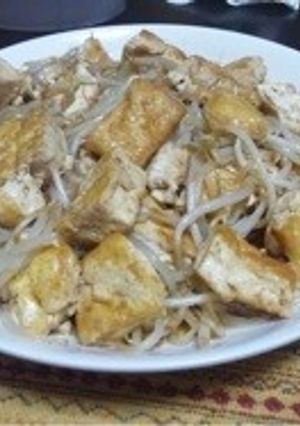 節約レシピ♪豆腐ともやしのゴマ油炒め-レシピのメイン写真