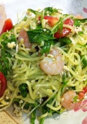 エビと水菜のバジルサラダ麺-レシピのメイン写真