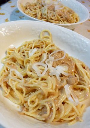 梅たっぷりツナマヨの冷製パスタ-レシピのメイン写真