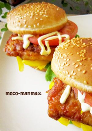 簡単フライドチキンで♪【チキンバーガー】-レシピのメイン写真