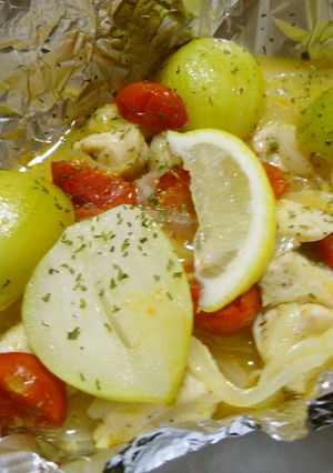 ジャンボにんにくと鶏肉のホイル焼き-レシピのメイン写真