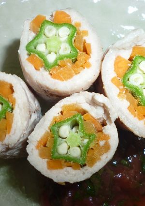 レンジで作る☆豚薄切り肉の野菜巻き☆-レシピのメイン写真