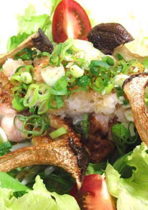 ノンオイル！皮パリ鶏のグリル焼きサラダ♡-レシピのメイン写真