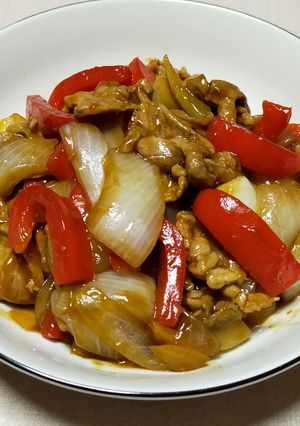 新玉ねぎ、パプリカと豚肉のバルサミコ炒め-レシピのメイン写真