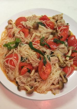 豚肉とトマトのそうめんチャンプル-レシピのメイン写真