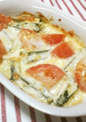 夏野菜たべよ！トマトとオクラのチーズ焼き-レシピのメイン写真