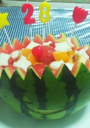 スイカ丸ごとフルーツポンチ☆-レシピのメイン写真