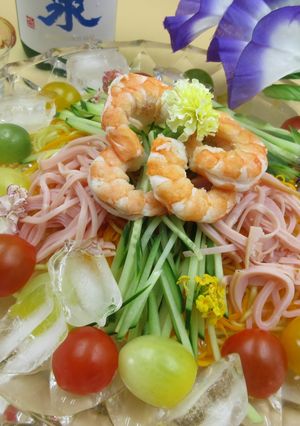 野菜たっぷり、赤かぼちゃの冷やし中華風-レシピのメイン写真