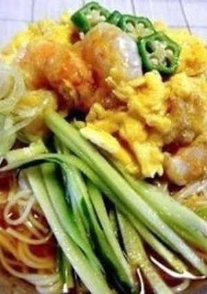 涼味☆海老卵炒めのぶっかけそうめん♪-レシピのメイン写真