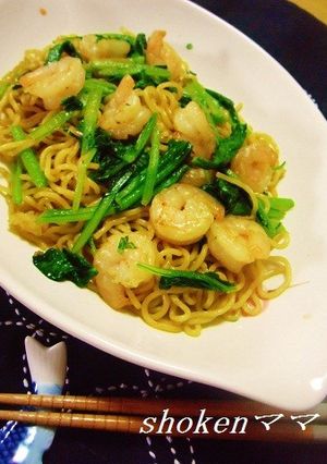 えびと小松菜のオイスター焼きそば♪-レシピのメイン写真