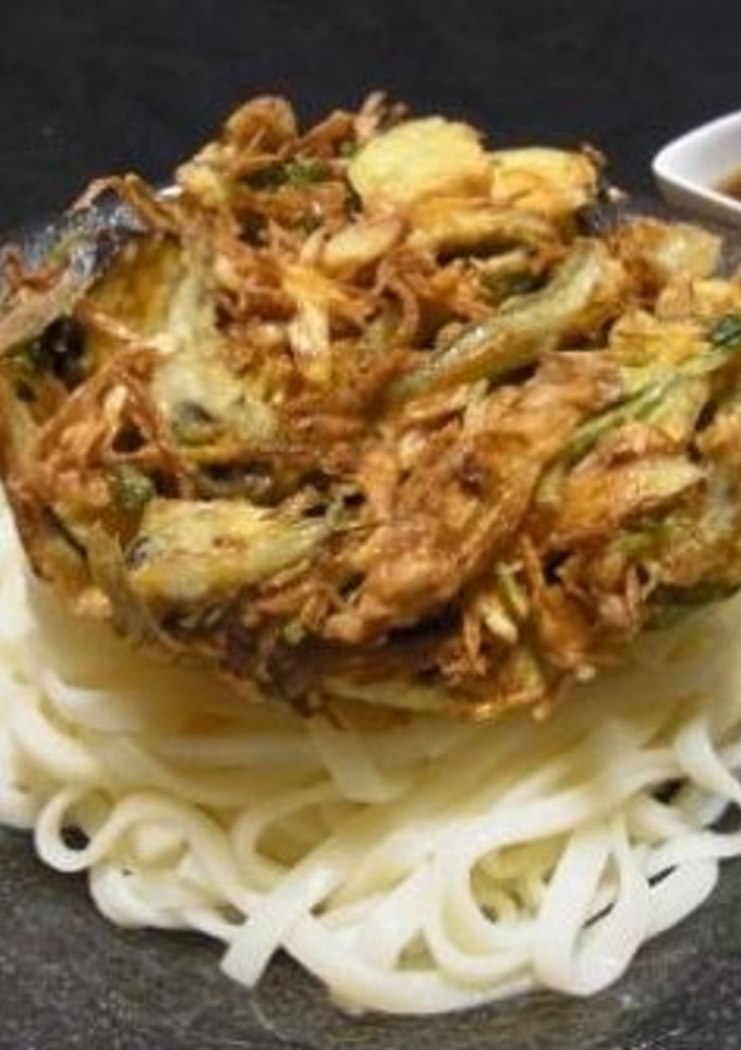 ハゼのデカデカかき揚げ冷やしうどん-レシピのメイン写真
