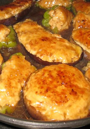 ナス　しいたけ　ピーマンの肉詰めあんかけ-レシピのメイン写真