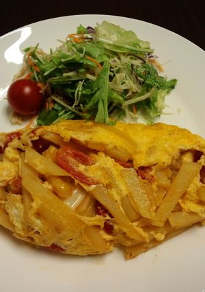 トマトとじゃがいもの具だくさんオムレツ-レシピのメイン写真