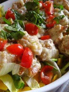 鶏のから揚げ・玉ねぎソースのサラダ仕立て-レシピのメイン写真