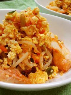 キムチとレンチンもやし&炒り卵-レシピのメイン写真