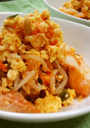 キムチとレンチンもやし＆炒り卵-レシピのメイン写真