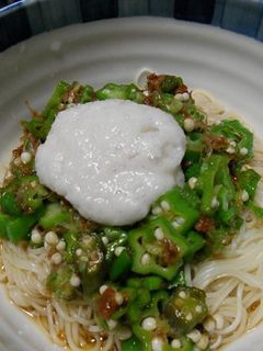 ★オクラ山かけ梅肉そうめん★-レシピのメイン写真