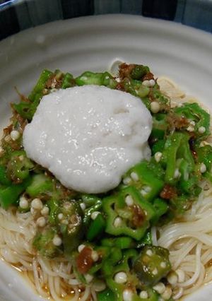 ★オクラ山かけ梅肉そうめん★-レシピのメイン写真