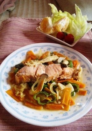 電子レンジで鮭のちゃんちゃん焼き-レシピのメイン写真