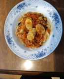 シーフランクのミートソーススパゲティー