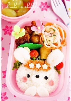 ＊キャラ弁＊簡単★お花冠のうさぎちゃん-レシピのメイン写真