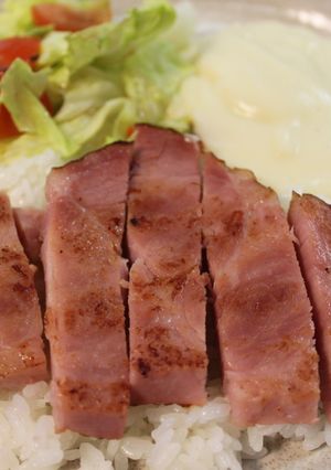ハムステーキのがっつりワンプレート-レシピのメイン写真