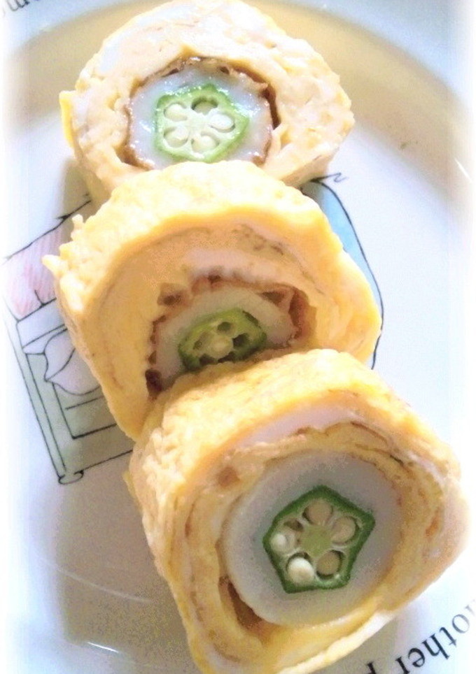 おくらIN☆ちくわの可愛い卵焼き-レシピのメイン写真