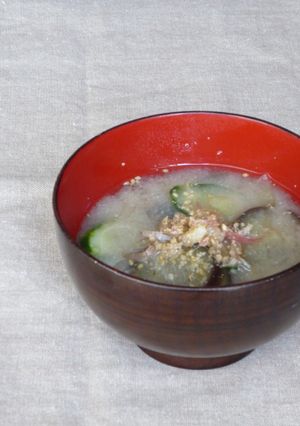 なすときゅうりの味噌汁-レシピのメイン写真