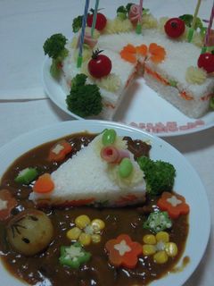 お楽しみいっぱいのおめでとうケーキカレー-レシピのメイン写真