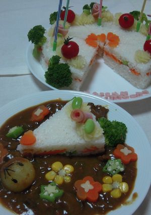 お楽しみいっぱいのおめでとうケーキカレー-レシピのメイン写真