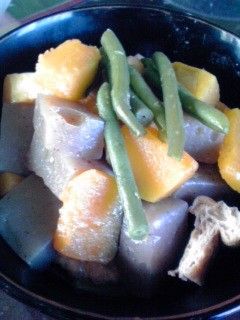 素揚げカボチャとこんにゃく煮-レシピのメイン写真