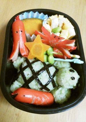 水族館弁当☆カメ、タコなど海の生き物たち-レシピのメイン写真
