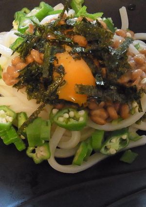 夏にぴったり！オクラ＆納豆うどん！-レシピのメイン写真