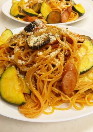 夏ランチ☆ズッキーニとナスのナポリタン-レシピのメイン写真