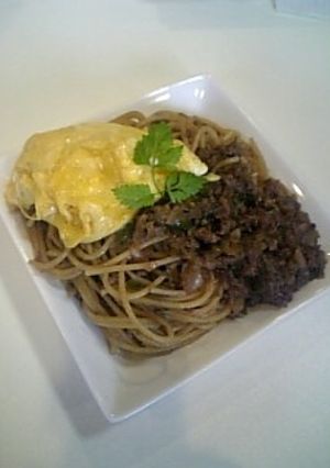 和風 肉味噌とオムレツのパスタ-レシピのメイン写真
