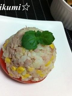 トマトにポテトサラダ-レシピのメイン写真
