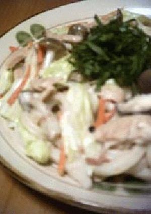 ツナ＋キノコの焼きうどん・梅マヨ風味-レシピのメイン写真
