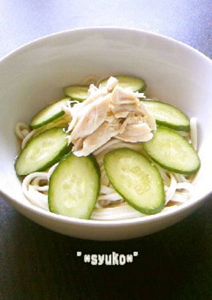麺つゆいらず＊鶏ささみの冷やしうどん-レシピのメイン写真