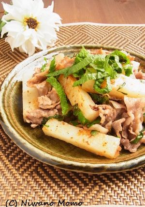 スピードおかず♪ 豚肉と長芋の大葉塩炒め-レシピのメイン写真