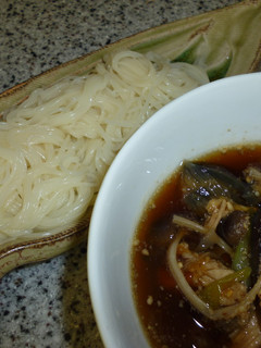 なすと木の子の温かいそうめんだれ-レシピのメイン写真