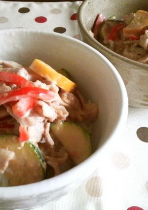 ズッキーニと豚バラの味噌マヨ丼-レシピのメイン写真