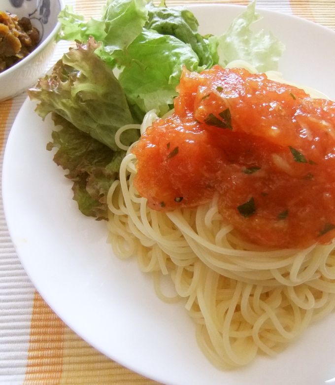 激うま☆ひんやり冷製トマトのジュレパスタ-レシピのメイン写真