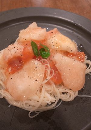 桃の冷製パスタ-レシピのメイン写真