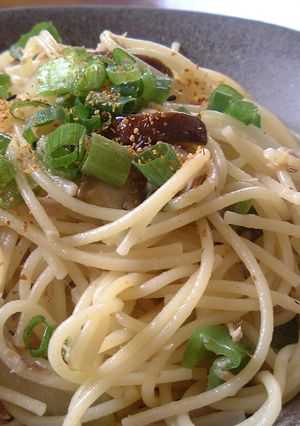 夏野菜のペペロンチーノ風和風パスタ★゛-レシピのメイン写真