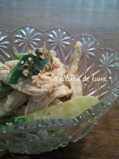 蒸し鶏ときゅうりの胡麻和え♡-レシピのメイン写真